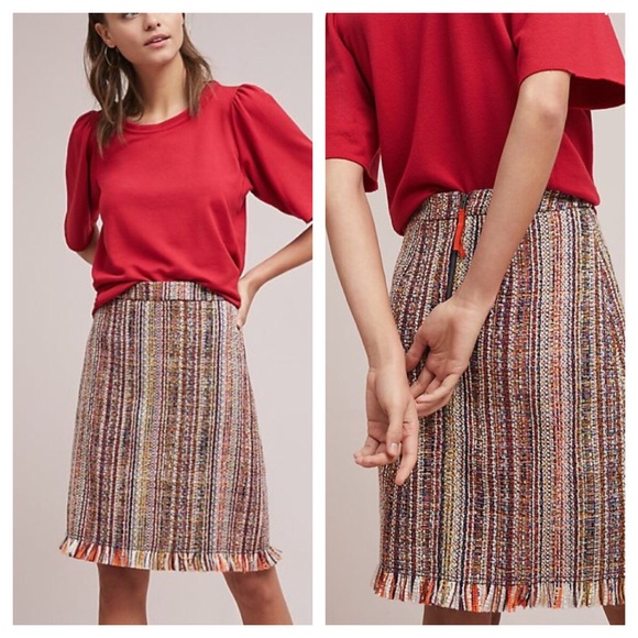 Anthropologie Dresses & Skirts - NWT Anthropologie Maeve A-Line Tweed Fringe Skirt